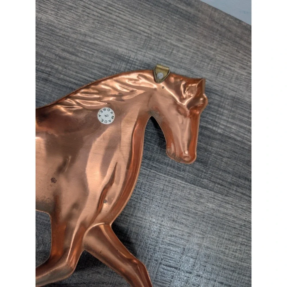 Vintage‎ Copper Horse Key Holder Wall Mount Brass Hooks Equestrian Decor